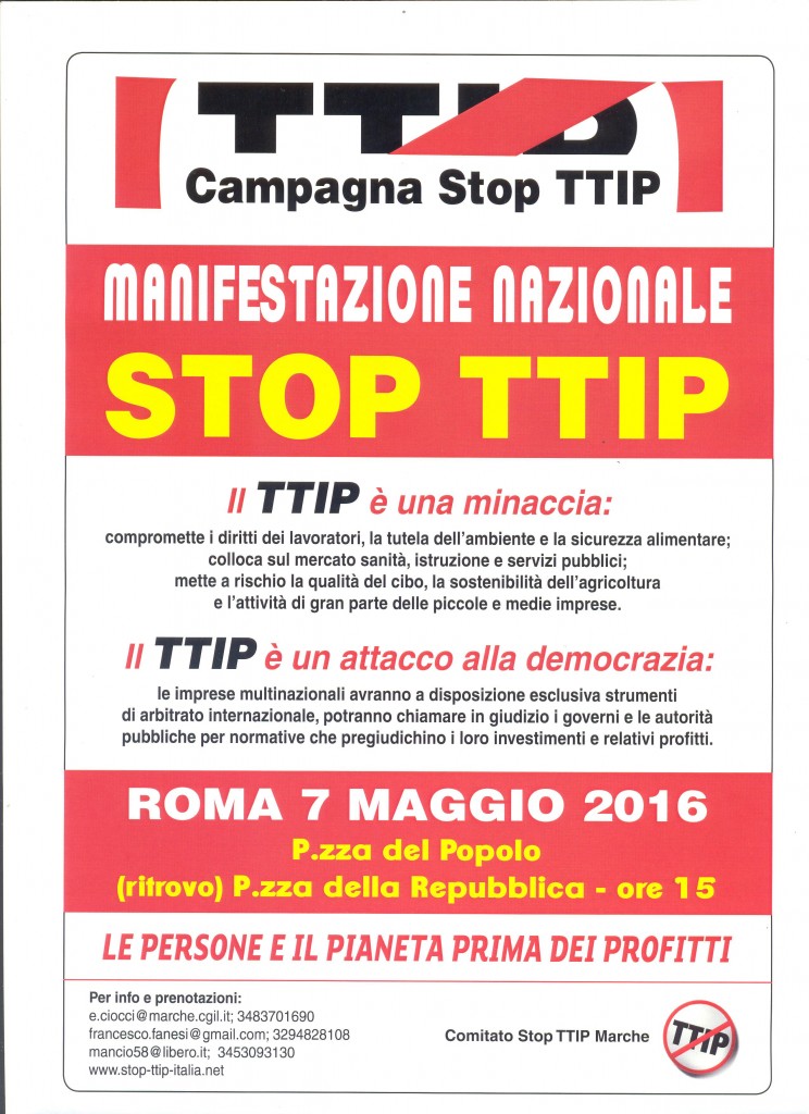 Volantino TTIP per il 7 maggio a Roma 001