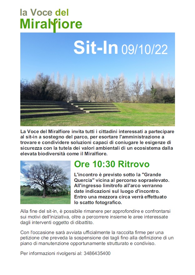 SIT IN per il Parco Miralfiore a Pesaro